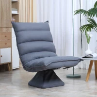 HOMCOM Swivel Floor Chair with Back Support, Microfiber Adjustable Video Gaming Chair for Reading, Lounging, Meditating, Gray(m-10)