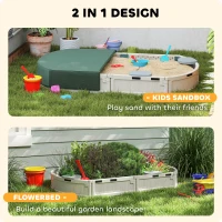 Outsunny Kids Sandbox with Cover, Seat, Sandbox Outdoor for Backyard, Cream White(m-7)