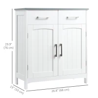 kleankin Freestanding Bathroom Cabinet, Storage Cupboard with 2 Drawers, Double Doors, Adjustable Shelf, White(m-3)