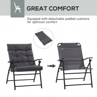 Outsunny Set of 2 Outdoor Folding Chairs with Adjustable Backrest, Padded Camping Chairs for Outdoor Events, Grey(m-7)
