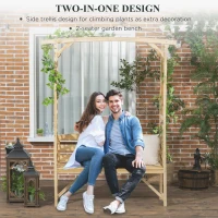 Outsunny Garden Arch with 2 Person Bench, Wooden Garden Arbor Archway Trellis for Climbing Plants, Lawn, Backyard Decor, Natural(m-4)