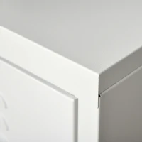 HOMCOM Industrial End Table, Living Room Side Table with Locker-Style Door and Adjustable Shelf, White(m-8)