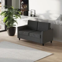 HOMCOM 2-Seat Sofa Two-Seater Couch with Armrests and Wood Legs for Living Room, Bedroom, Dark Grey(m-1)