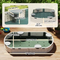 Outsunny Kids Sandbox with Cover, Seat, Sandbox Outdoor for Backyard, Cream White(m-3)