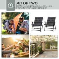 Outsunny Set of 2 Outdoor Folding Chairs with Adjustable Backrest, Padded Camping Chairs for Outdoor Events, Grey(m-4)