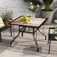 Outsunny 36" x 36" x 28" Square Patio Dining Table with Umbrella Hole, Easy to Clean Top & Rustproof Steel Frame, for Garden Pool(m-10)