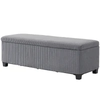 HOMCOM 47 Inches Storage Ottoman Bench, Foot Rest with Legs, End of Bed Bench, Corduroy Storage Chest for Living Room, Gray(m-1)