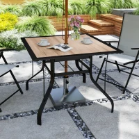 Outsunny 36" x 36" x 28" Square Patio Dining Table with Umbrella Hole, Easy to Clean Top & Rustproof Steel Frame, for Garden Pool(m-1)