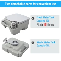 Outsunny Outdoor Portable Travel Toilet Flushable Tank for Camping Boating Roadtripping 2.6 Gallon (10L)(m-6)