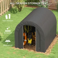 Outsunny 6' x 8' Outdoor Storage Shed, Heavy Duty Galvanized Steel Portable Shed for Bike, Motorcycle, Garden Tools, Dark Grey(m-4)