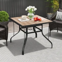 Outsunny 36" x 36" x 28" Square Patio Dining Table with Umbrella Hole, Easy to Clean Top & Rustproof Steel Frame, for Garden Pool(m-9)