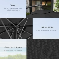 Outsunny 9.7ft Offset Patio Umbrella Garden Hanging Parasol Banana Cantilever Umbrella with Base, Crank, Black(m-6)