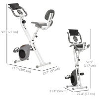 Soozier Folding Exercise Bike, Indoor Stationary Bike with 8-Level Magnetic Resistance and LCD Monitor, for Cardio Workout, Grey(m-3)