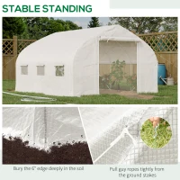 Outsunny 11.5' x 10' x 6.5' Walk-in Tunnel Greenhouse, Green House with Zippered Mesh Door, 7 Mesh Windows & Roll-up Sidewalls, Upgraded Gardening Plant Hot House with Galvanized Steel Hoops, White(m-7)