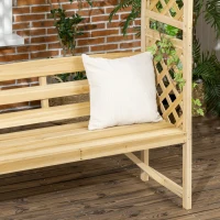 Outsunny Garden Arch with 2 Person Bench, Wooden Garden Arbor Archway Trellis for Climbing Plants, Lawn, Backyard Decor, Natural(m-10)