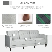 HOMCOM Upholstered L-Shaped Sofa Bed, Reversible Sectional Recliner Sofa Set, Velvet-Feel Sleeper Futon with Footstool, Grey(m-7)