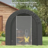 Outsunny 6' x 8' Outdoor Storage Shed, Heavy Duty Galvanized Steel Portable Shed for Bike, Motorcycle, Garden Tools, Dark Grey(m-6)