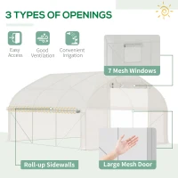Outsunny 11.5' x 10' x 6.5' Walk-in Tunnel Greenhouse, Green House with Zippered Mesh Door, 7 Mesh Windows & Roll-up Sidewalls, Upgraded Gardening Plant Hot House with Galvanized Steel Hoops, White(m-4)