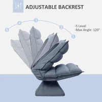 HOMCOM Swivel Floor Chair with Back Support, Microfiber Adjustable Video Gaming Chair for Reading, Lounging, Meditating, Gray(m-4)