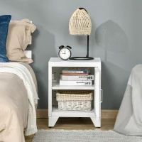 HOMCOM Industrial End Table, Living Room Side Table with Locker-Style Door and Adjustable Shelf, White(m-4)