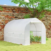 Outsunny 11.5' x 6.6' x 6.6' Portable Walk-In Tunnel Greenhouse Garden Warm House - White(m-1)