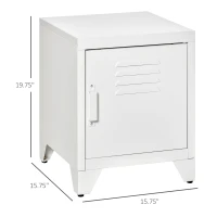 HOMCOM Industrial End Table, Living Room Side Table with Locker-Style Door and Adjustable Shelf, White(m-3)