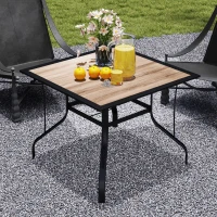 Outsunny 36" x 36" x 28" Square Patio Dining Table with Umbrella Hole, Easy to Clean Top & Rustproof Steel Frame, for Garden Pool(m-7)