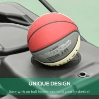 Soozier Portable Basketball Hoop, 5.2-10' Adjustable Height, Weight Base with Ball Holder, Basket Ball Stand on Wheels with 43" Backboard for Outdoor Junior Youth Adult Use, Black, White(m-7)