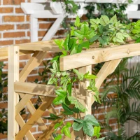 Outsunny Garden Arch with 2 Person Bench, Wooden Garden Arbor Archway Trellis for Climbing Plants, Lawn, Backyard Decor, Natural(m-7)