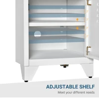 HOMCOM Industrial End Table, Living Room Side Table with Locker-Style Door and Adjustable Shelf, White(m-6)