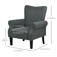 HOMCOM Fabric Armchair, Modern Accent Chair with Wood Legs for Living Room, Bedroom, Home Office, Dark Grey(m-3)