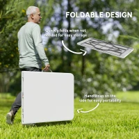 Outsunny 6ft Folding Table, Portable Plastic Camping Table with Carrying Handle, Outdoor Indoor Picnic Table for Party, BBQ(m-4)