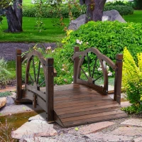 Outsunny Wooden Garden Bridge, Decorative Arc Footbridge with Safety Guardrail(m-1)