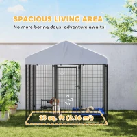 PawHut Outdoor Dog Kennel with Roof with Escape-proof Lock, UV-Resistant & Waterproof Cover, 5.9' x 4' x 6', Silver(m-4)