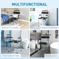 HOMCOM Bedside Commode Chair for Seniors, Adults, Handicap, Raised Toilet Seat with Arm, Adjustable Height, 331 lbs, Black(m-4)