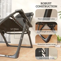 Outsunny Zero Gravity Lounge Chair Set, 2 Pieces Reclining Folding Outdoor Lounge Chairs with Cushion, Headrest, Side Tray, Black(m-8)