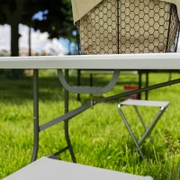 Outsunny 6ft Folding Table, Portable Plastic Camping Table with Carrying Handle, Outdoor Indoor Picnic Table for Party, BBQ(m-10)