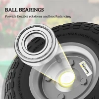 Outsunny Set of 4 Pneumatic Wheels, 10" Wheelbarrow Wheels Replacement for Barn Carts, Hose Carts, Garden Carts, Black(m-5)