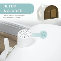 PawHut Cat Litter Box with Lid, Removable Tray, Scoop, Filter, White(m-6)