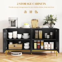 HOMCOM Sideboard Storage Cabinet with Adjustable Shelves, Soft-Close Doors, Kitchen Buffet Cabinet for Dining Room, Black(m-5)