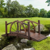 Outsunny Wooden Garden Bridge, Decorative Arc Footbridge with Safety Guardrail(m-8)