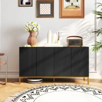 HOMCOM Sideboard Storage Cabinet with Adjustable Shelves, Soft-Close Doors, Kitchen Buffet Cabinet for Dining Room, Black(m-8)