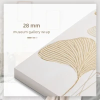 HOMCOM Hand-Painted Canvas Wall Art for Living Room Bedroom, Painting Gold Ginkgo Leaves, 39.25" x 31.5"(m-7)