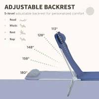 Outsunny Set of 2 Folding Chaise Lounge Chairs, Outdoor Poolside Sun Tanning Chairs w/ Pillow, Reclining Backrest, Dark Blue(m-4)