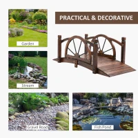 Outsunny Wooden Garden Bridge, Decorative Arc Footbridge with Safety Guardrail(m-6)