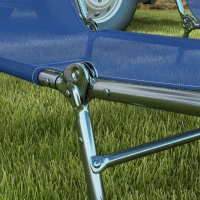 Outsunny Set of 2 Folding Chaise Lounge Chairs, Outdoor Poolside Sun Tanning Chairs w/ Pillow, Reclining Backrest, Dark Blue(m-9)