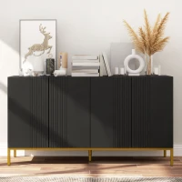 HOMCOM Sideboard Storage Cabinet with Adjustable Shelves, Soft-Close Doors, Kitchen Buffet Cabinet for Dining Room, Black(m-9)