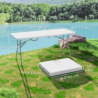 Outsunny 6ft Folding Table, Portable Plastic Camping Table with Carrying Handle, Outdoor Indoor Picnic Table for Party, BBQ(m-3)