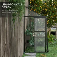 Outsunny 6' x 4' Walk-in Polycarbonate Greenhouse, Lean-to Aluminum Green House with Rain Gutter and Foundation, Black(m-5)