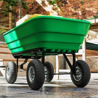 Outsunny Set of 4 Pneumatic Wheels, 10" Wheelbarrow Wheels Replacement for Barn Carts, Hose Carts, Garden Carts, Black(m-1)